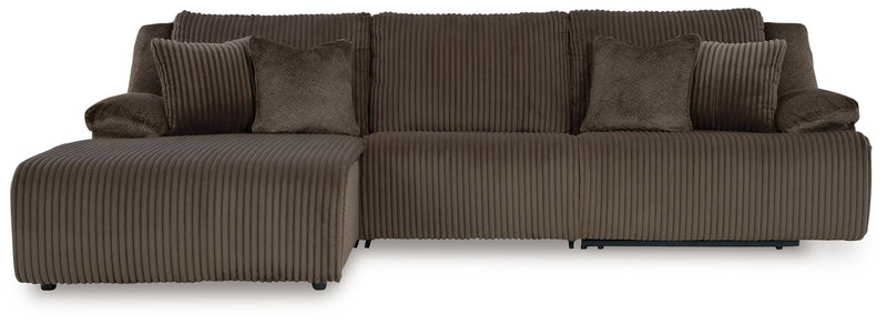 Top Tier - 3-Piece Sectional Reclining Sofa With Left-Arm Facing Press Back Chaise - Chocolate
