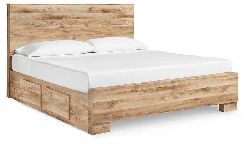 Hyanna - King Panel Bed With 2 Side Storage - Tan Brown - Wood
