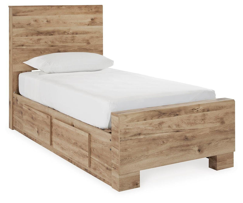 Hyanna - Twin Panel Bed With 2 Side Storage - Tan Brown - Wood