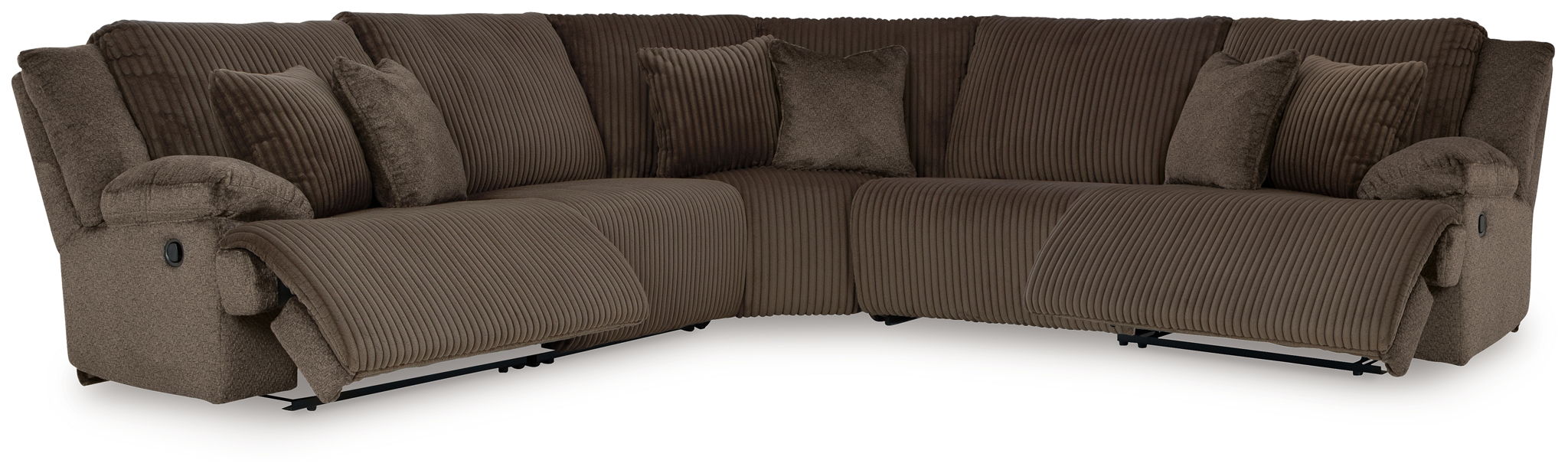 Top Tier - 5-Piece Reclining Sectional - Fabric - Chocolate