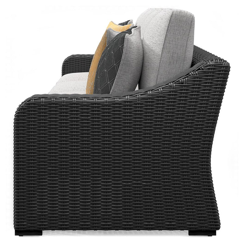 Beachcroft - 2-Piece Outdoor Loveseat with Cushion - Black / Light Gray