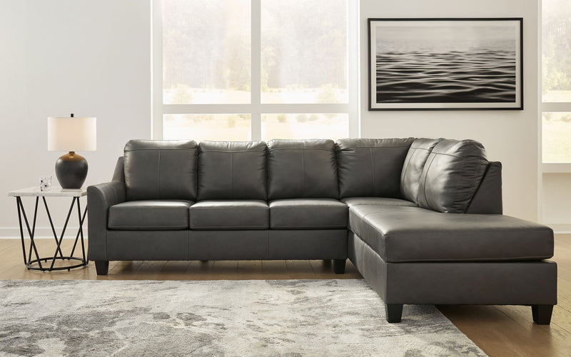 Valderno - 2-Piece Sectional With Raf Corner Chaise - Leather Match - Fog