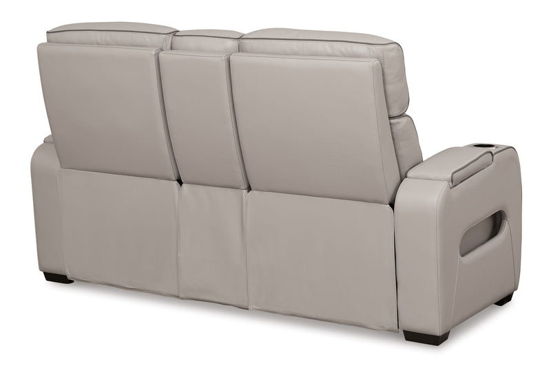 Boyington - Power Reclining Loveseat with Console/Adj Hdrst - Gray