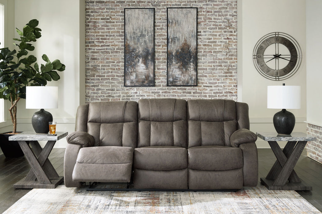 First Base - Reclining Sofa - Faux Leather - Gunmetal