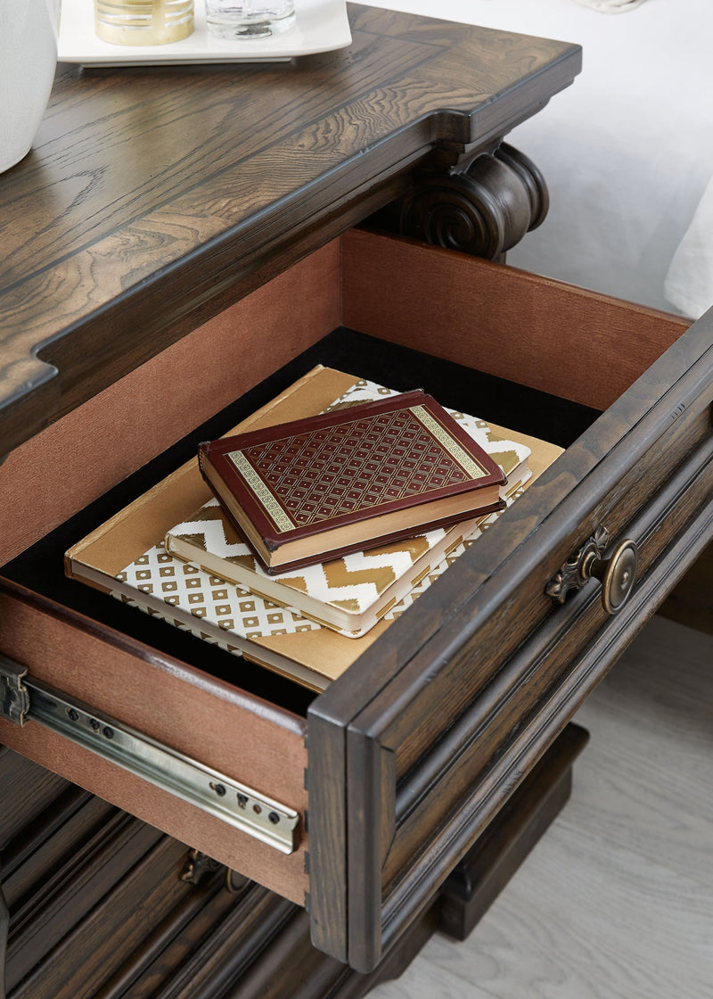 Maylee - Three Drawer Night Stand - Dark Brown