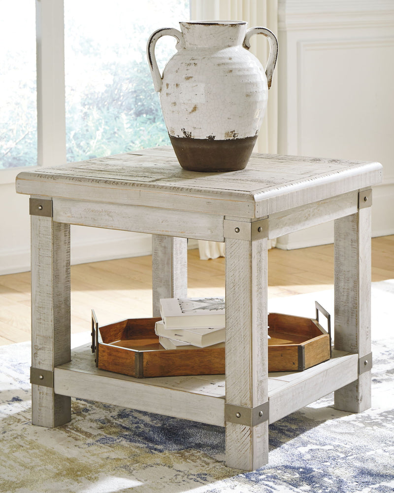 Carynhurst - Rectangular End Table - White Wash Gray