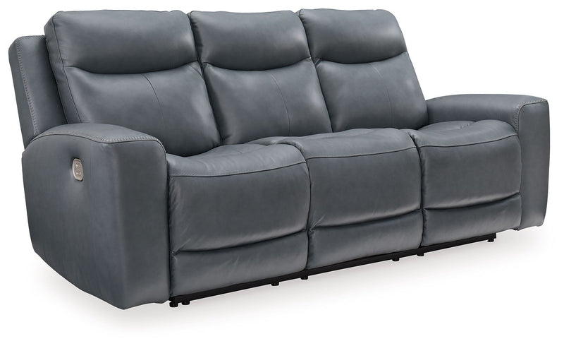 Mindanao - Pwr Reclining Sofa With Adj Headrest - Leather Match - Steel