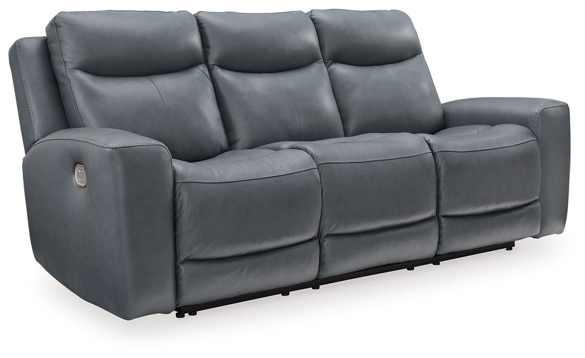 Mindanao - Pwr Reclining Sofa With Adj Headrest - Leather Match - Steel