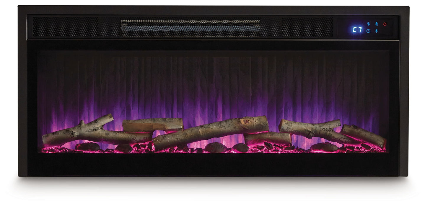 Entertainment Accessories - Fireplace Insert With Faux Birch Log Set - Black