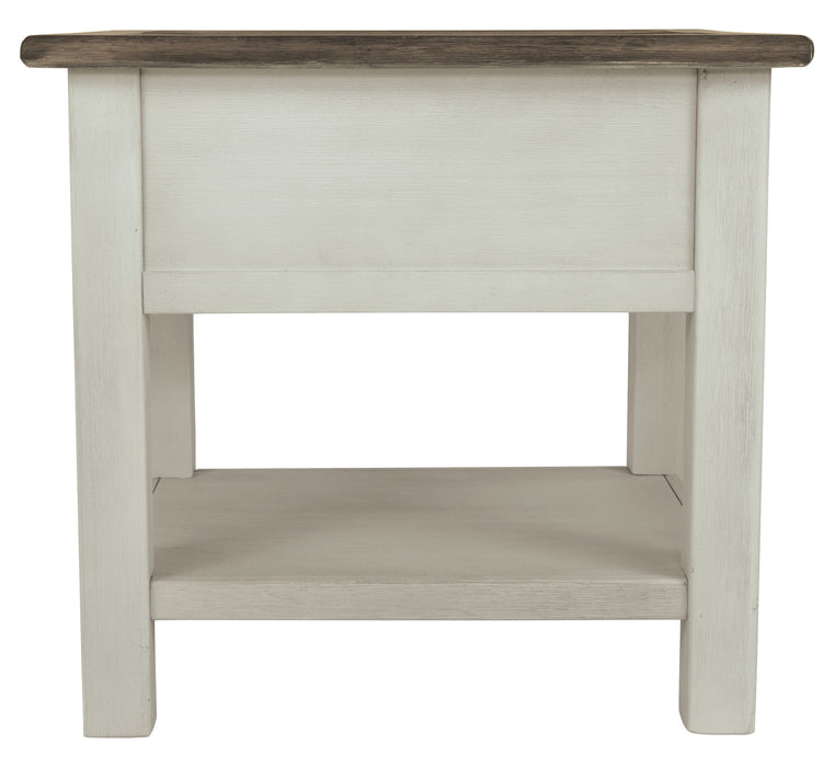 Bolanburg - Rectangular End Table - White / Brown / Beige