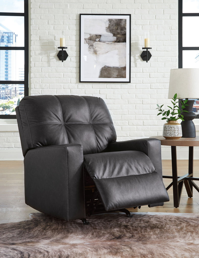 Barlin Mills - Rocker Recliner - Faux Leather - Carbon