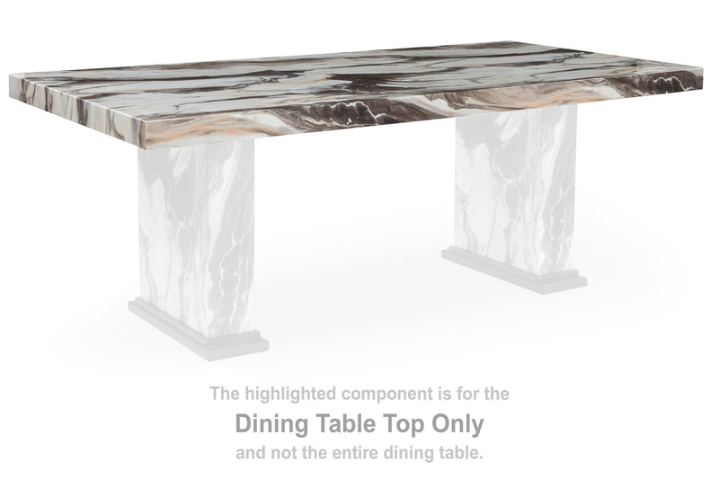 Jeshina - Rectangular Dining Room Table Top - Dark Brown / Beige