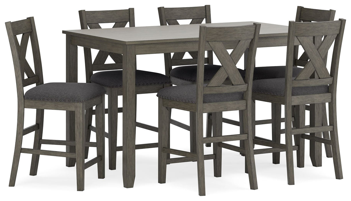 Caitbrook - Rect Drm Counter Table Set (Set of 7) - Gray