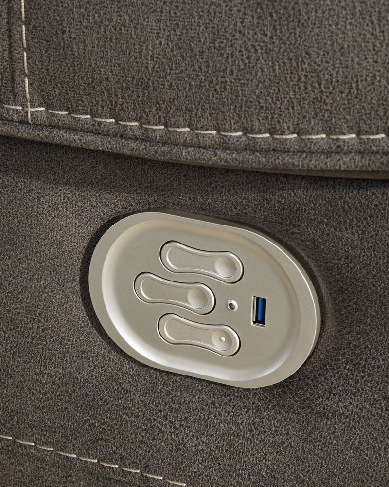 Hoopster - Zero Wall Power Recliner with Console 6 Pc Sectional - Gunmetal