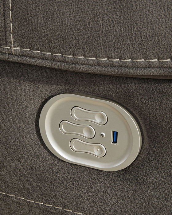 Hoopster - Zero Wall Power Recliner with Console 6 Pc Sectional - Gunmetal