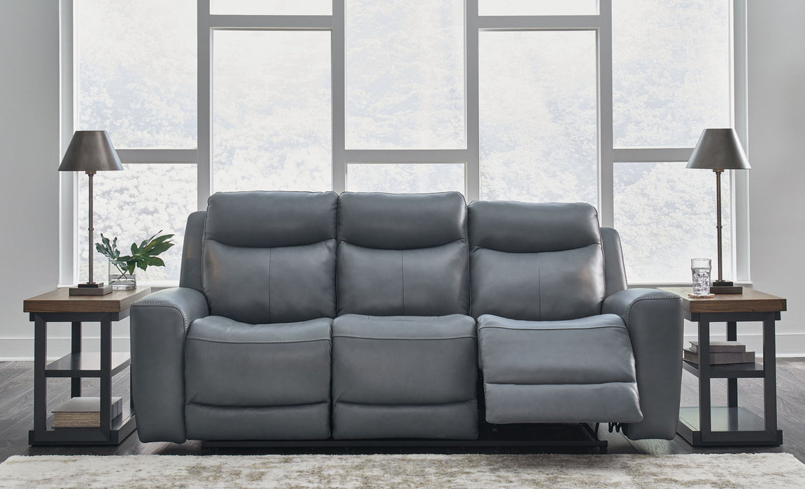Mindanao - Pwr Reclining Sofa With Adj Headrest - Leather Match - Steel