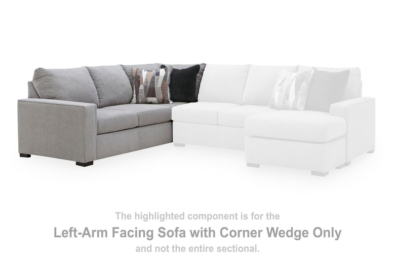 Lakepoint - LAF Sofa With Corner Wedge - Nickel